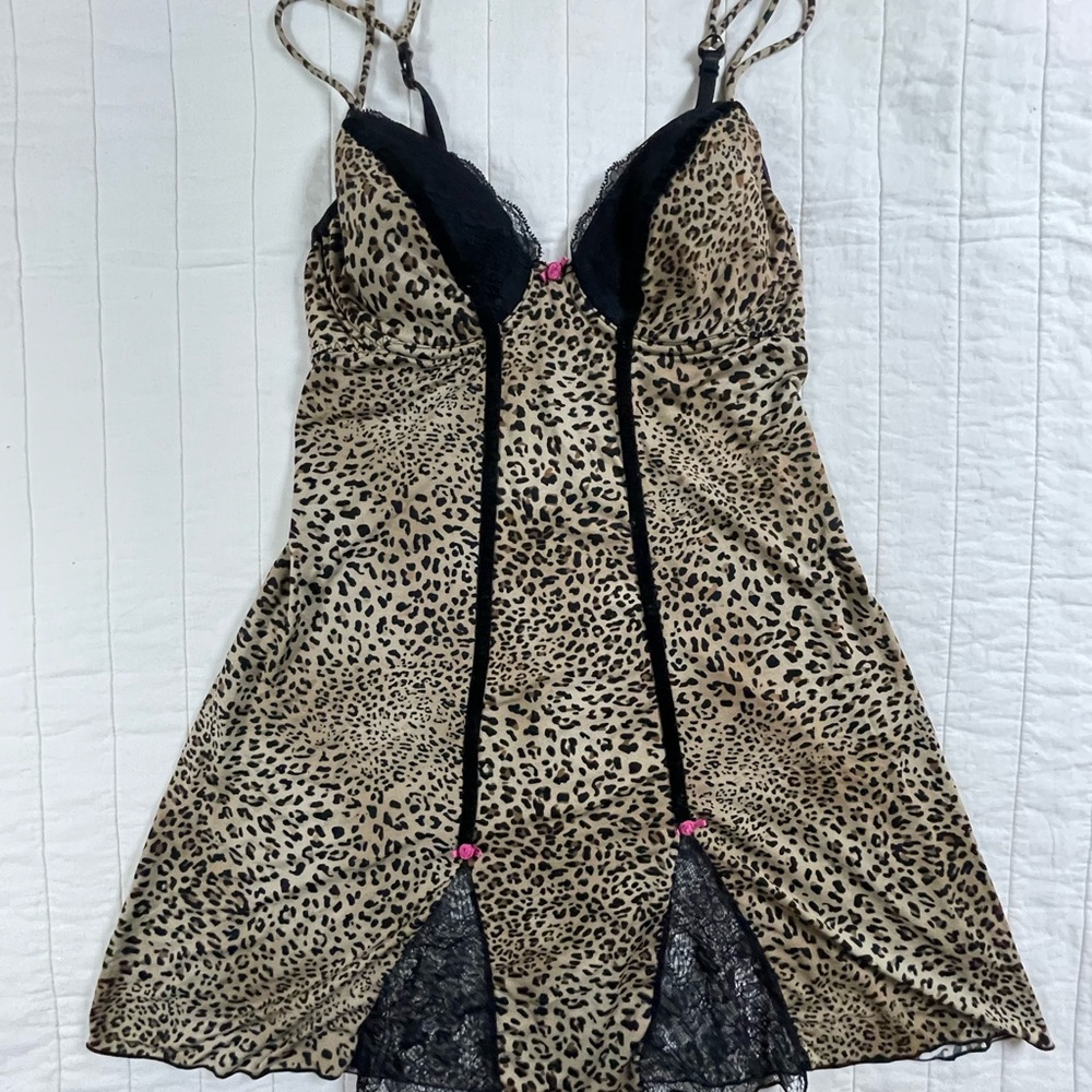 Secrets Leopard Print Chemise Slip Dress Medium